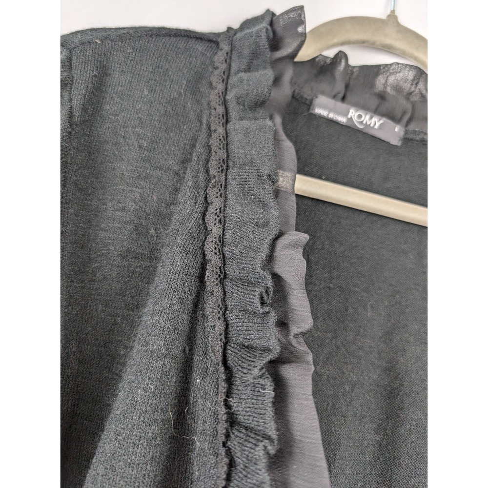 Whimsigoth Open Front Cardigan Size L Black Ruffle Dark Romantic Witchy Goblin - Picture 6 of 10